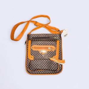 Elegant Orange and Brown Crossbody Bag